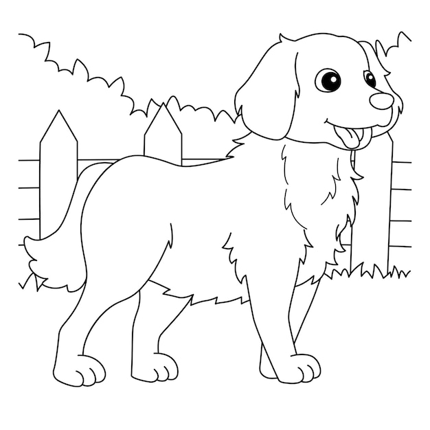 Golden Retriever Dog Coloring Page for Kids