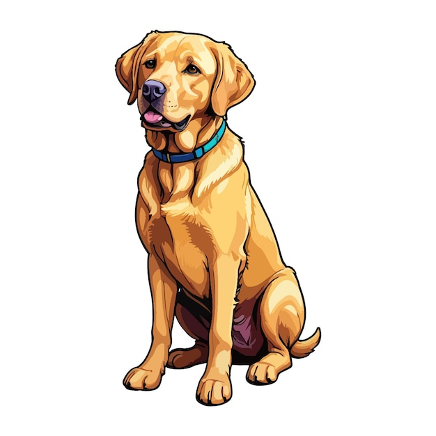 A golden Retriever Dog is sitting down vector illustration