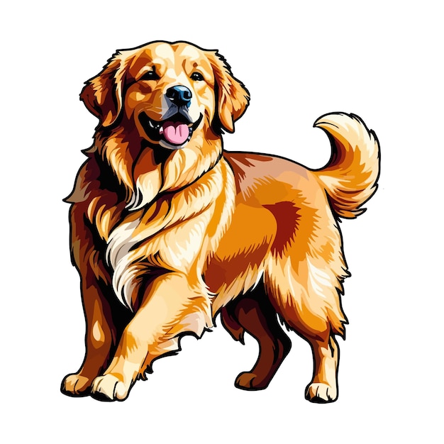 A golden Retriever Dog is standing vector illustration