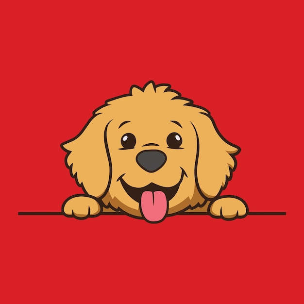 Golden Retriever Dog Peeking face Vector illustration Dog peeking face isolated