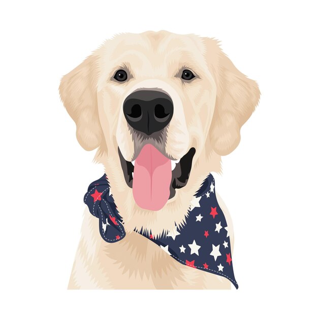 Vector golden retriever with bandana dog