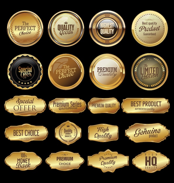 Golden retro labels collection