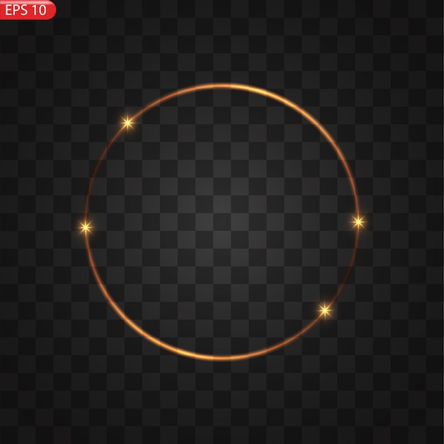 Golden ring with golden glitter isolated on black background Vector golden frame