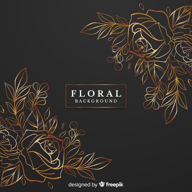 Vector golden rose floral background