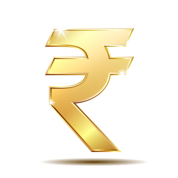 Golden Rupee Currency Icon Isolated on white