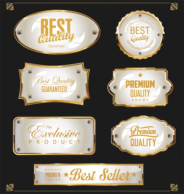 Golden sale labels retro vintage design collection