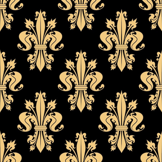 Golden seamless pattern of royal fleurdelis