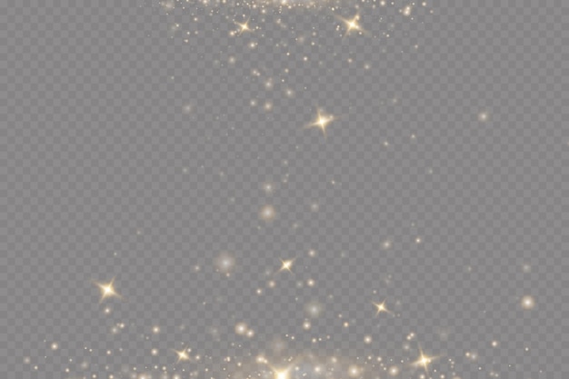 Golden sequins glow with many lights. Glittering dust. Luxurious background of golden particles