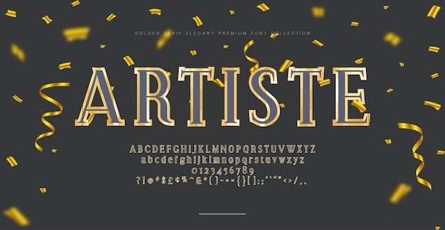 Golden Serif Elegant Premium Font Alphabet