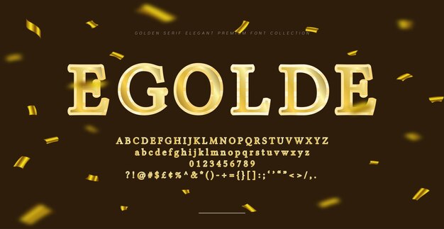 Vector golden serif elegant premium font alphabet