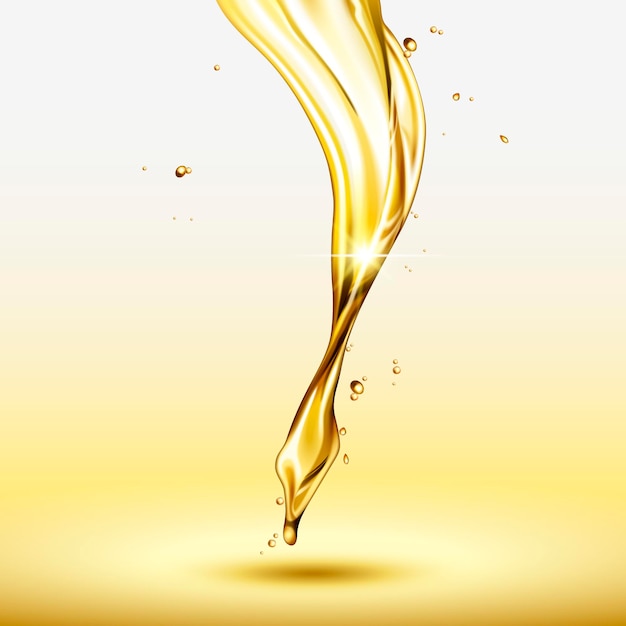 Golden serum liquid in 3d illustration