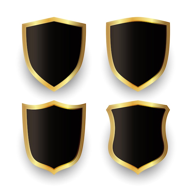 Golden shield set Security badges sign and symbol