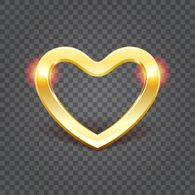 Golden shiny heart shape isolated 