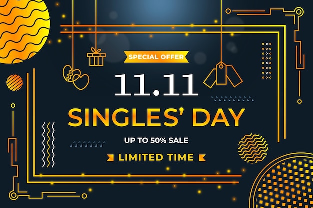 Golden singles day concept