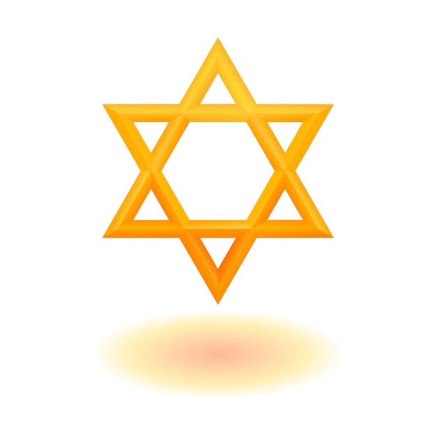 Golden six pointed geometric star figure