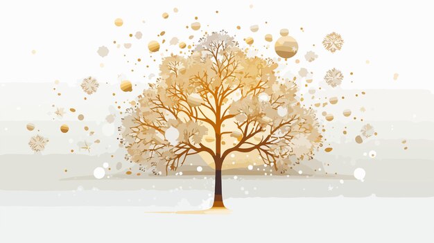 Vector golden snowflakes on merry christmas background