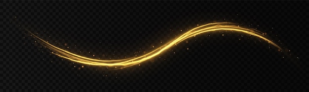 Golden sparkle waves with light effect Shimmering magic dust particles