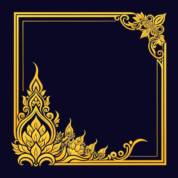 Golden square Luxury flower Ornamental dark background