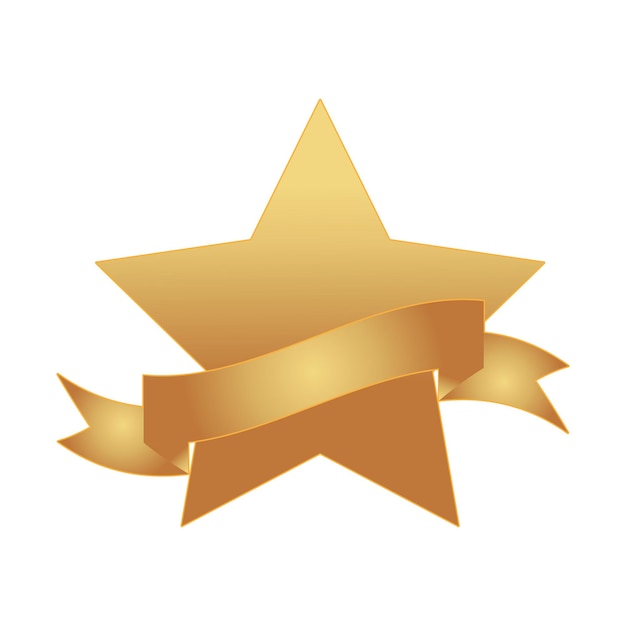 golden star award with ribbon. Medal award, and winning elements.