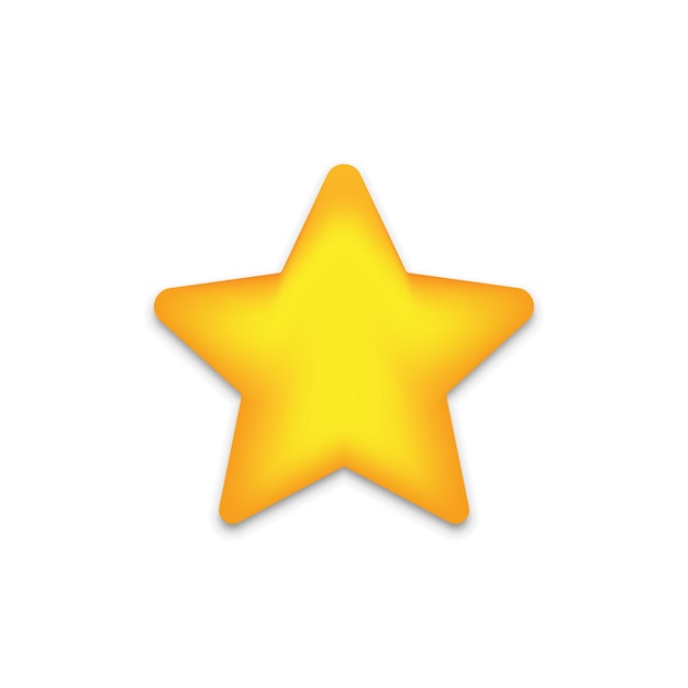 Golden star icon with shadow on white background