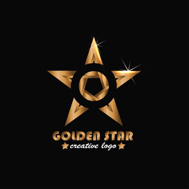 golden star logo designed with a circle like a ball ideal for sports logos companies brands etc