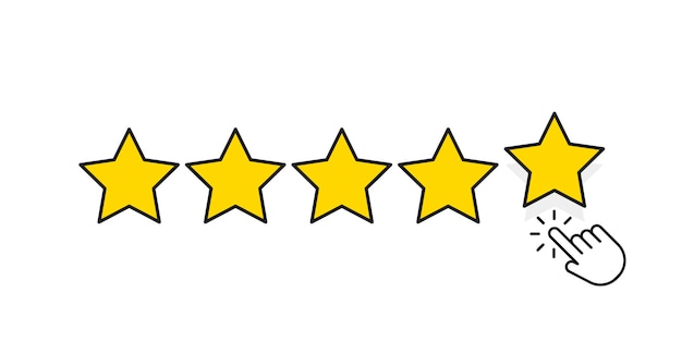 Golden star rating mouse click icon vector illustration.