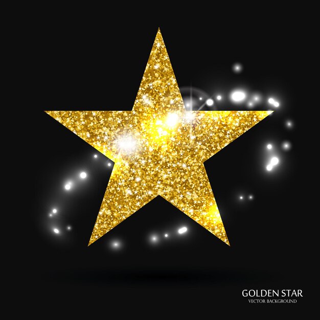 Vector golden star vector banner gold glitter star gold template star for banner card