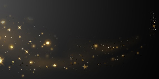 Golden stars background with confetti Design of festive and party decorations