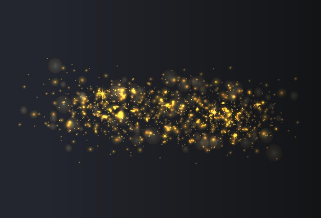   golden stars shine with special light     Sparkling magical dust particles