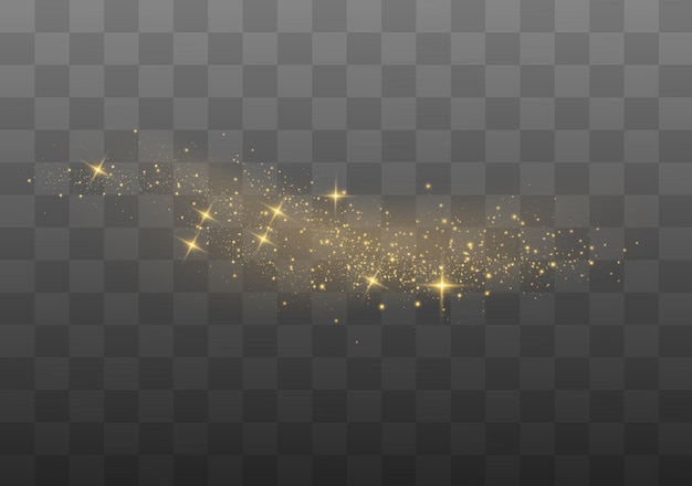 golden stars shine with special light     Sparkling magical dust particles