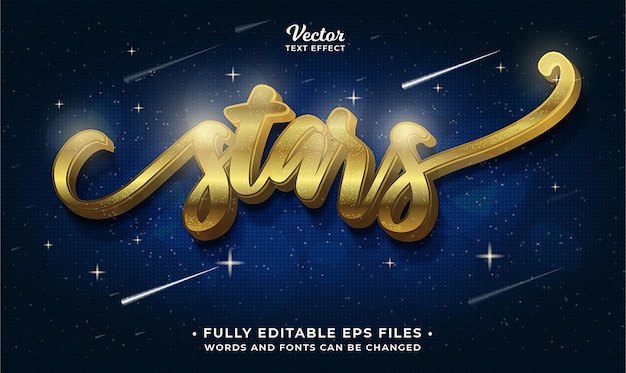 golden stars text effect editable vector image