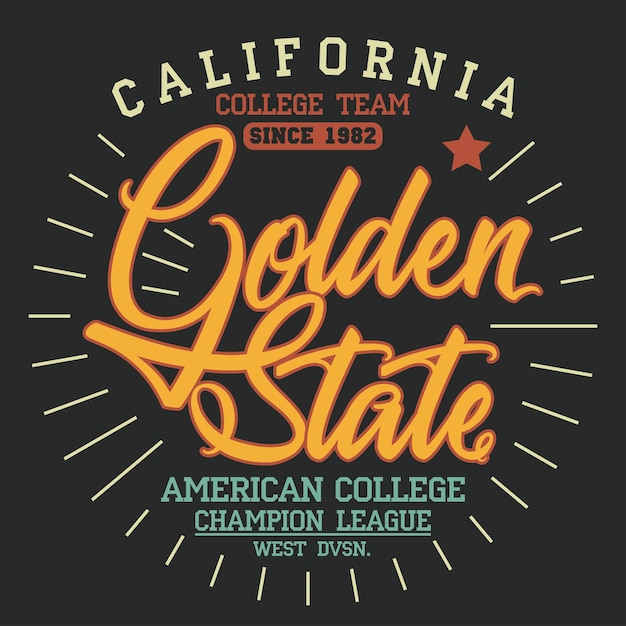 Vector golden state athletics typography tshirt graphics california tshirt vector