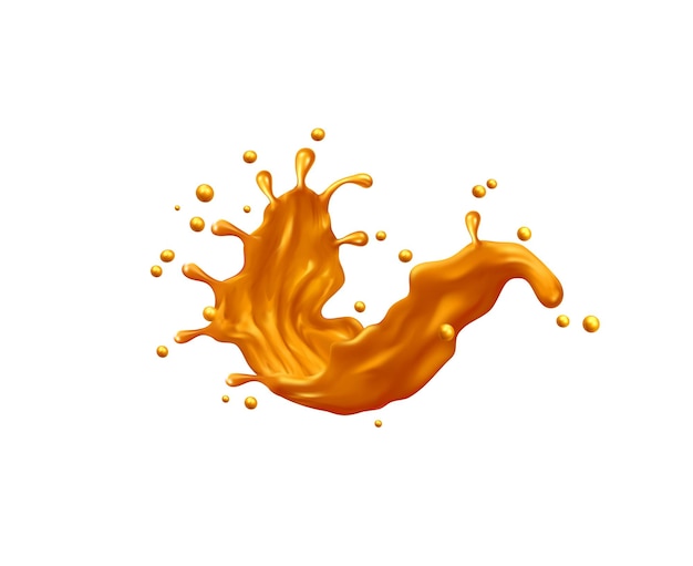 Golden swirl splash with drops juice or toffee