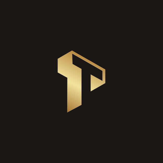 Golden T Letter Logo with a black background