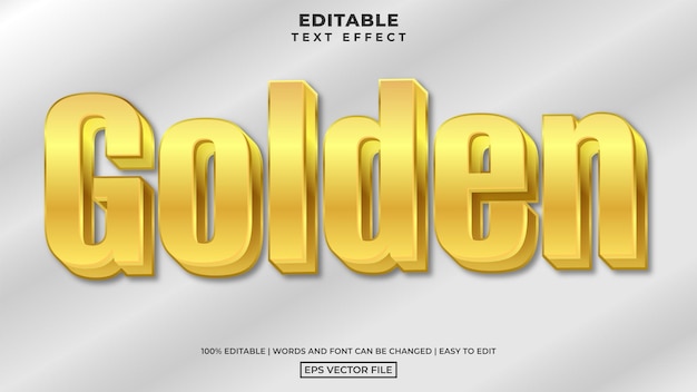 Golden text font style, elegant editable text effect template on white background