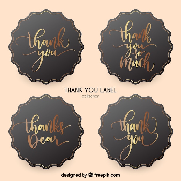 Golden thank you label collection