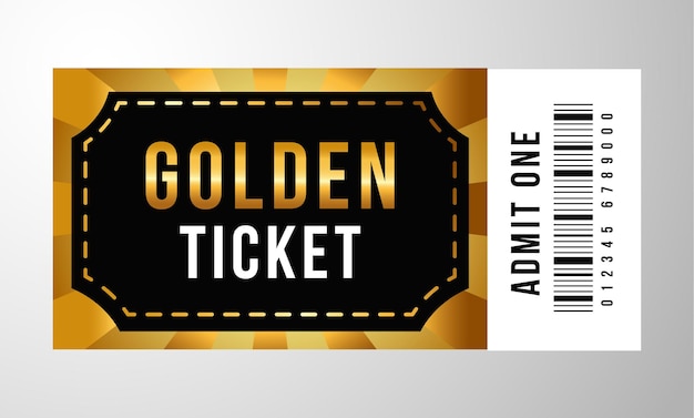 Golden ticket blank coupon template design