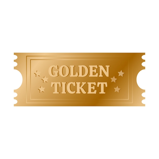 Golden ticket with golden stars