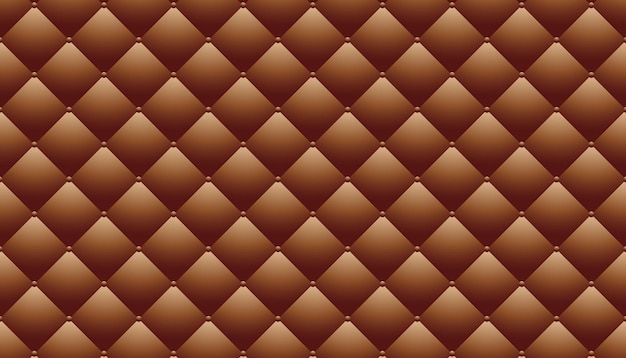 Golden upholstery leather texture vector background. Brown quilted shapes with beads pattern.