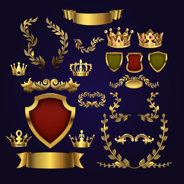 Golden vector heraldic elements