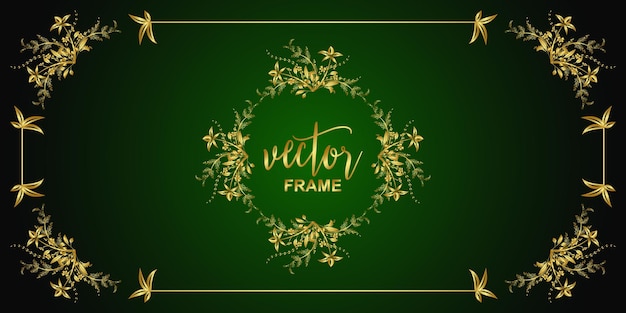 Golden vintage flourish ornament vector landscape frame