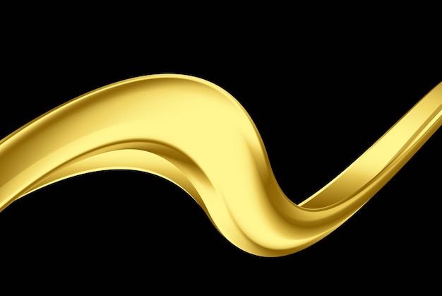 Golden wave flow on black background Abstract shiny color golden wave luxury background Luxury wallpaper with gold flow