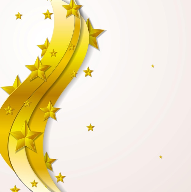 Golden waves and stars vector background