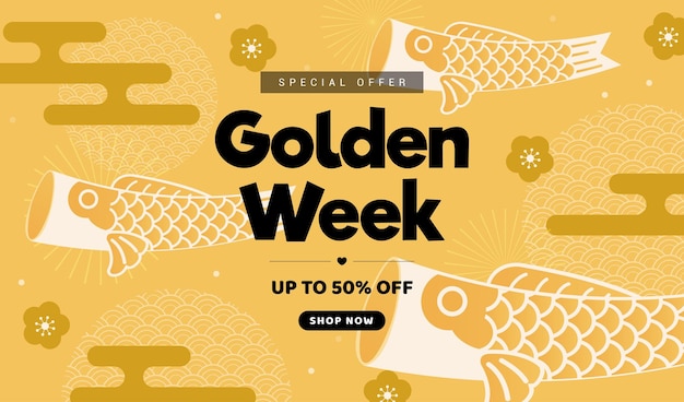 Golden Week Sale vector illustration