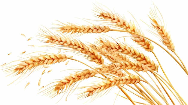 Vector golden wheat bunch on clean white background vector illustration