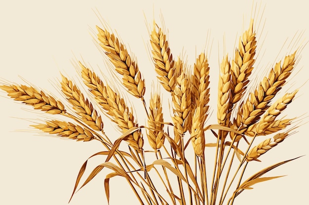 Golden wheat on a white background Close up of ripe ears of wheat