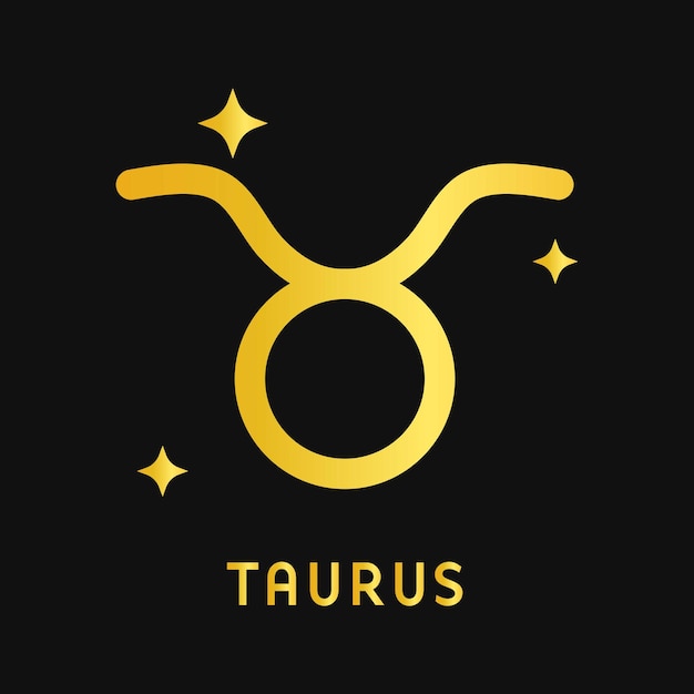 Golden zodiac sign Taurus Luxury zodiac icon Vector illustration on black background