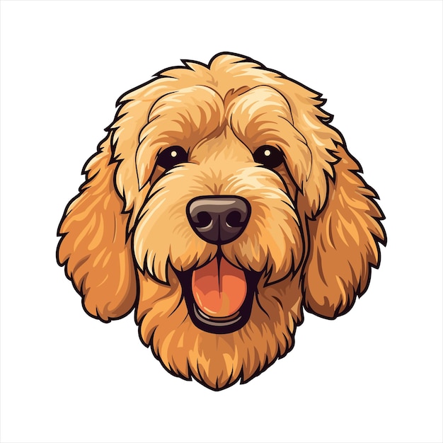 Goldendoodle Dog Breed Cute Cartoon Kawaii Character Animal Pet Isolated Sticker Illustration