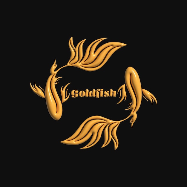 Vector goldfish 3d logo on a black background