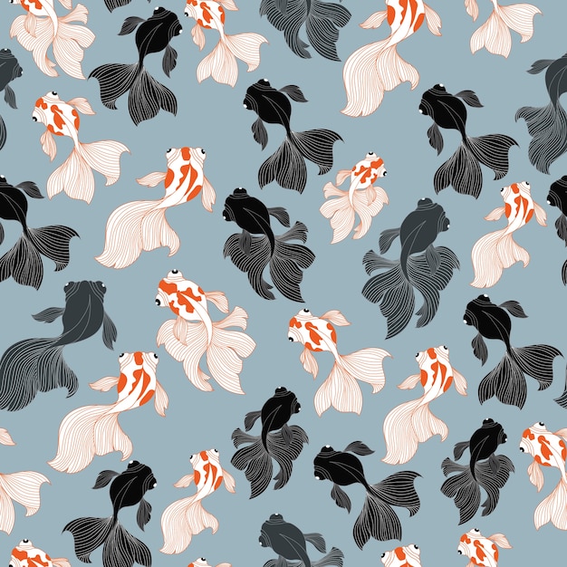 Goldfish and Blackmoor  seamless pattern